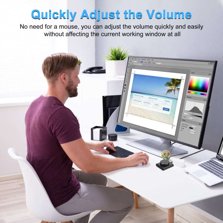 USB Computer Volume Adjuster Multimedia Audio Line Controller Speaker Knob Switch(Black)