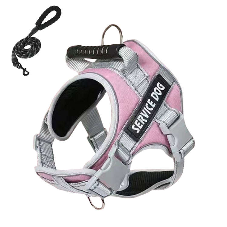 Large Dog Explosion Proof Punch Chest Harness Dog Travelling Leash, Style: Pink+2m Round Rope(XXL)