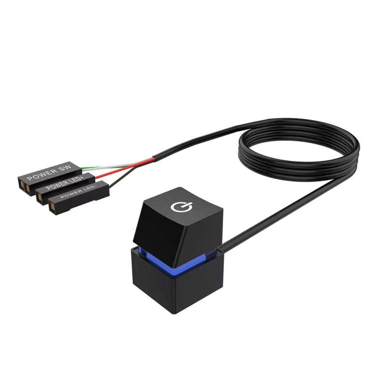Desktop Computer Mobile Switch Computer Extension Cable Start Button, Color: Black Case Blue Ligh...