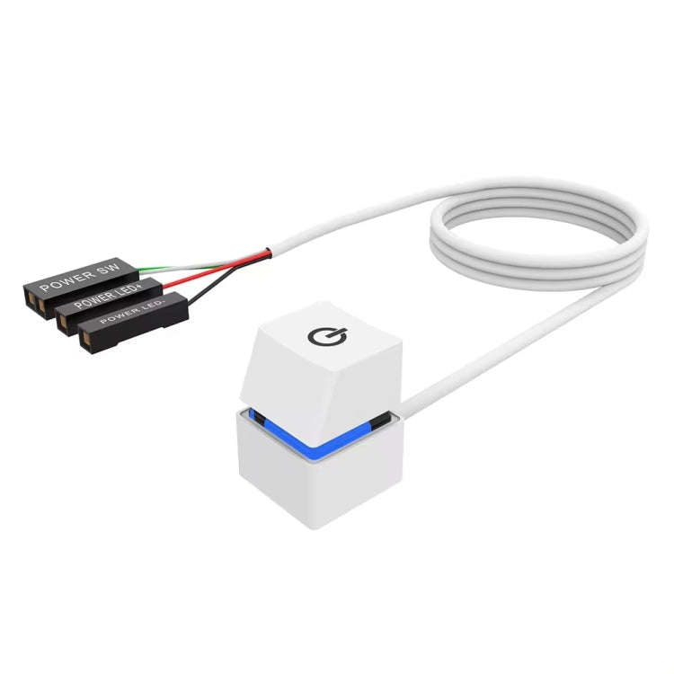 Desktop Computer Mobile Switch Computer Extension Cable Start Button, Color: White Case Blue Ligh...