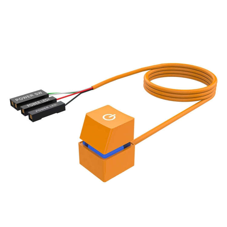 Desktop Computer Mobile Switch Computer Extension Cable Start Button, Color: Orange Case Blue Lig...