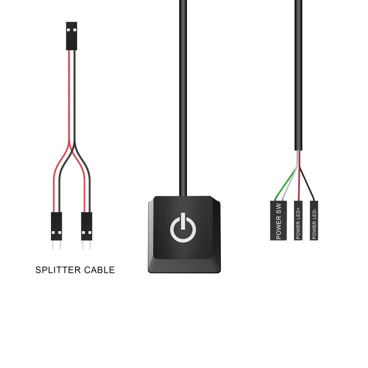 Desktop Computer Mobile Switch Computer Extension Cable Start Button, Color: Orange Case Blue Lig...