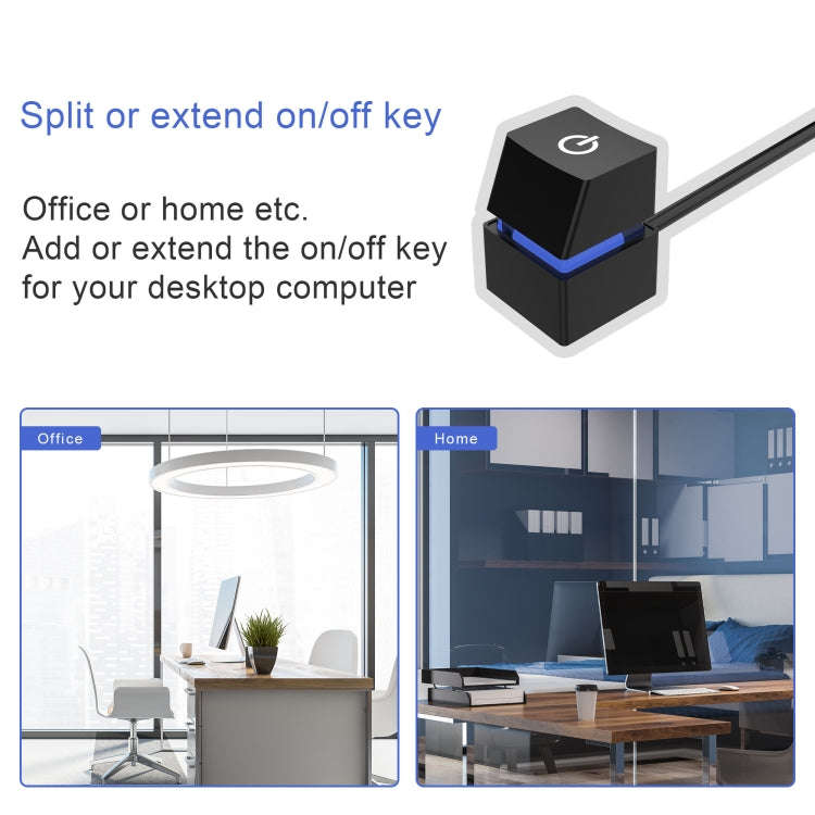 Desktop Computer Mobile Switch Computer Extension Cable Start Button, Color: White Case Blue Ligh...