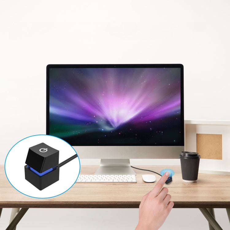 Desktop Computer Mobile Switch Computer Extension Cable Start Button, Color: White Case Blue Ligh...
