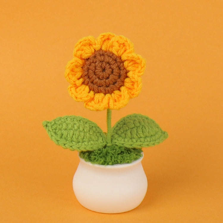 Crochet Wool Plants Faux Flowers Study Room Desktop Ornament Graduation Gift, Style: Sunflower