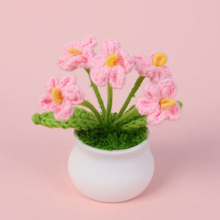 Crochet Wool Plants Faux Flowers Study Room Desktop Ornament Graduation Gift, Style: Pink Forget-...
