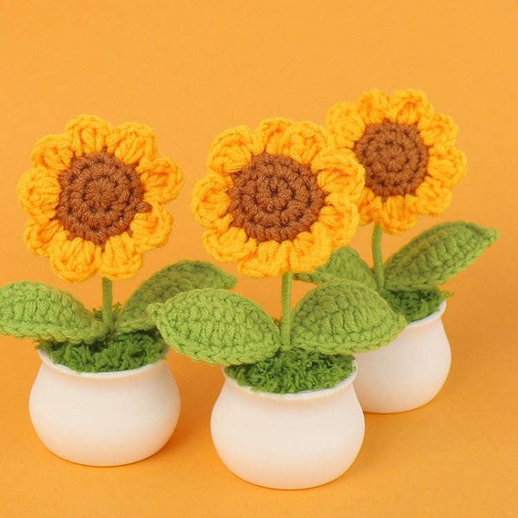 Crochet Wool Plants Faux Flowers Study Room Desktop Ornament Graduation Gift, Style: Blue Lily Of...