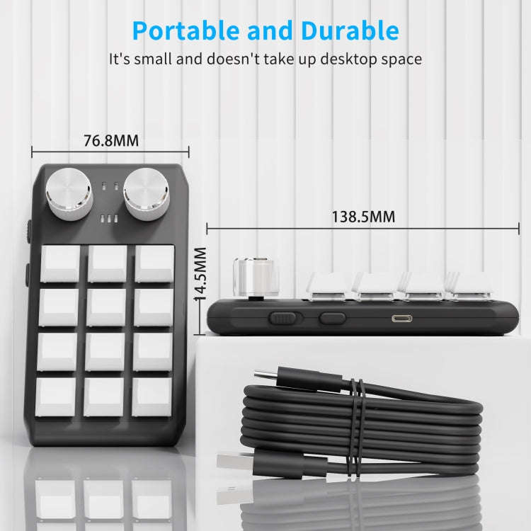 12 Keys Wired With RGB Lights Customized Office Keyboard Shortcut Keys Computer Audio Volume Cont...