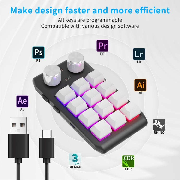 12 Keys Wired With RGB Lights Customized Office Keyboard Shortcut Keys Computer Audio Volume Cont...