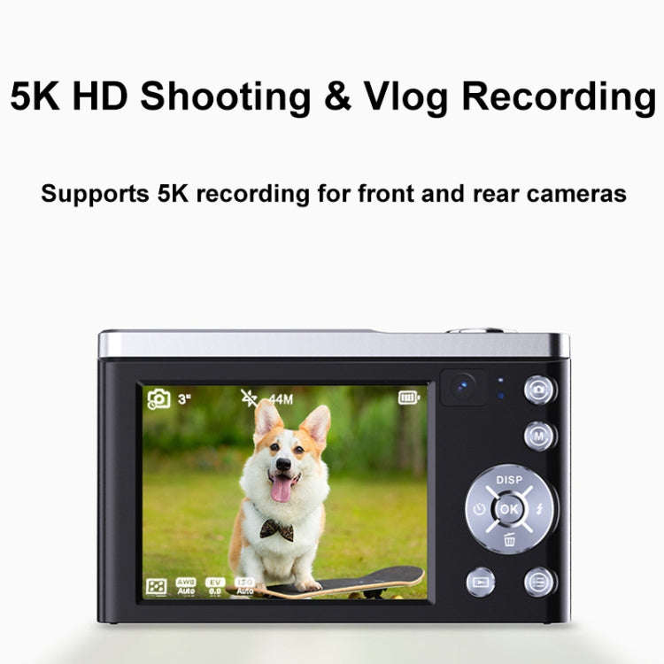 DC305X 5K/30FPS 2.8-Inch HD Shooting 5X Optical Zoom Anti-Shake Digital Camera, Color: Black EU Plug