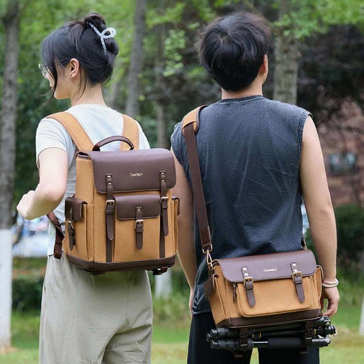 Cwatcun D127 Single Shoulder Vintage Waterproof Canvas Bag DSLR Camera Photo Bag