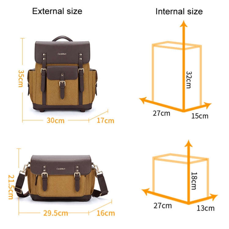 Cwatcun D127 Single Shoulder Vintage Waterproof Canvas Bag DSLR Camera Photo Bag