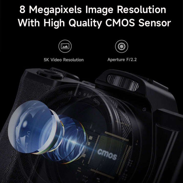DC-201S 5K/30FPS 3.5-Inch 16X Six-Axis Anti-Shake HD Digital Camera With UV Lens(UK Plug)