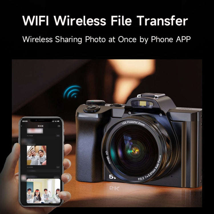DC-201S 5K/30FPS 3.5-Inch 16X Six-Axis Anti-Shake HD Digital Camera With UV Lens(UK Plug)