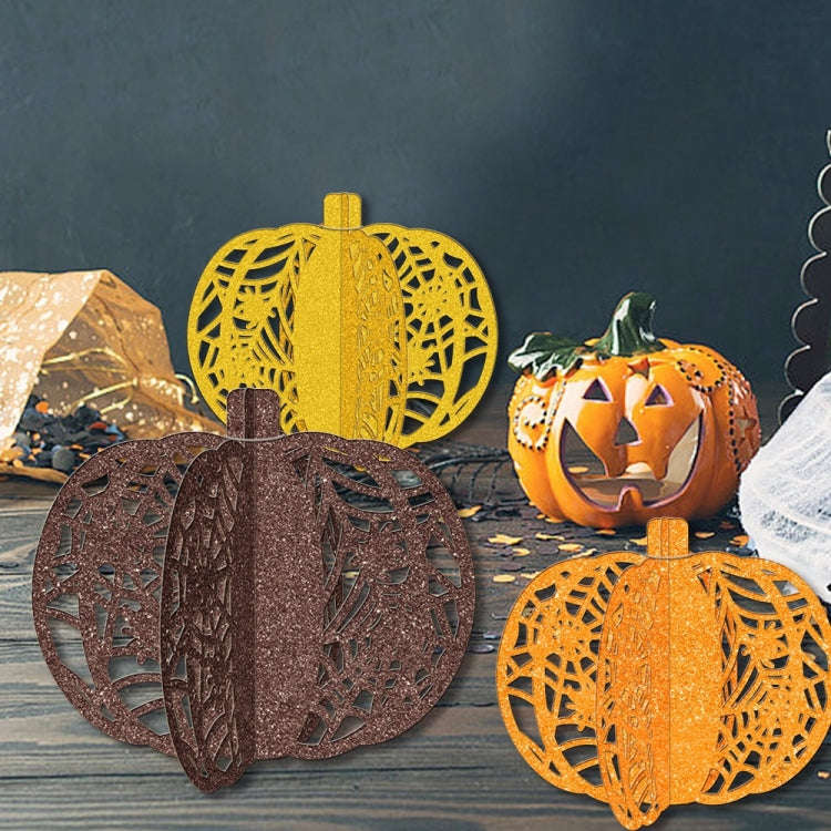 3pcs /Set Halloween Pumpkin Ornament Party Tabletop Decoration(Brown)