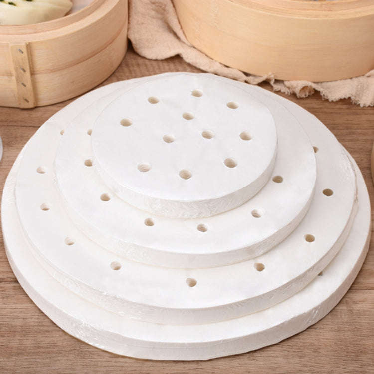 100pcs Food Grade Disposable Round Non-stick Steamer Paper Perforated Buns Steamer Pads, Size: 7.6cm