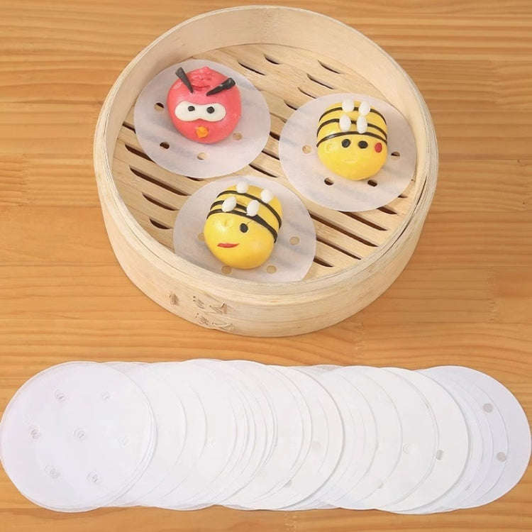 100pcs Food Grade Disposable Round Non-stick Steamer Paper Perforated Buns Steamer Pads, Size: 7.6cm