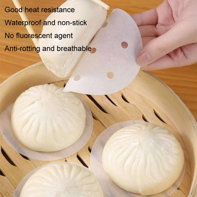 100pcs Food Grade Disposable Round Non-stick Steamer Paper Perforated Buns Steamer Pads, Size: 7.6cm