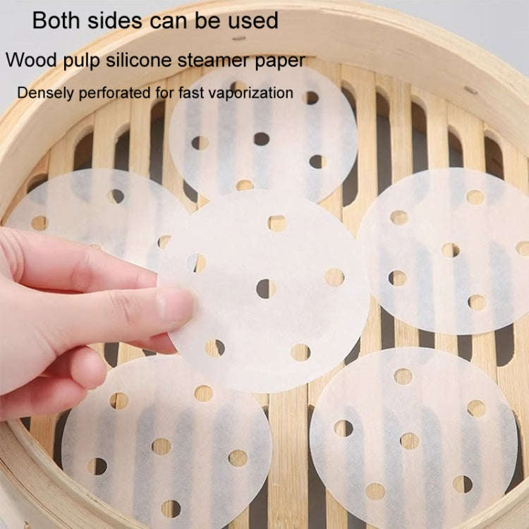 100pcs Food Grade Disposable Round Non-stick Steamer Paper Perforated Buns Steamer Pads, Size: 7.6cm