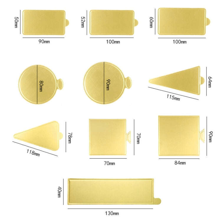 100pcs /Set 100x52mm Rectangle Golden Paper Plates Dessert Board Base Mousse Mat Cake Cardboard P...