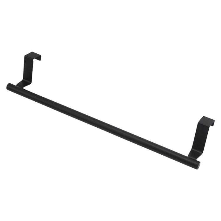 No-Punch Stainless Steel Over Door Towel Rack Cabinet Door Rag Hanging Holder, Length: 36.5cm Black