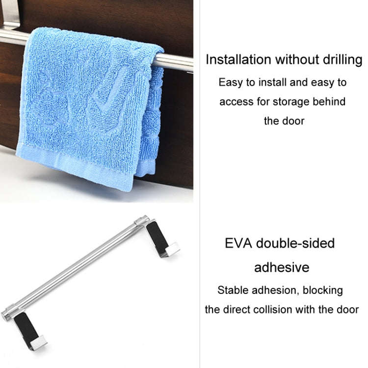 No-Punch Stainless Steel Over Door Towel Rack Cabinet Door Rag Hanging Holder, Length: 36.5cm Silver