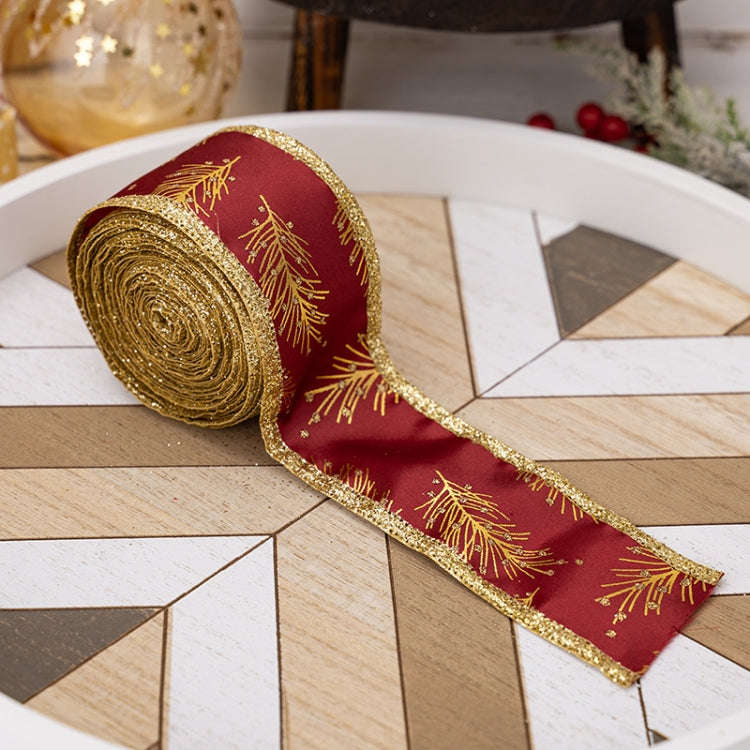 5m x 5cm Multifunctional Christmas Decorative Ribbon Gift Box Packaging Ribbon with Wire(Red)