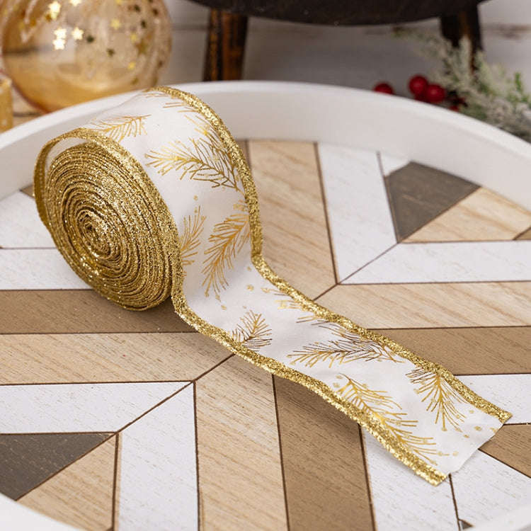 5m x 5cm Multifunctional Christmas Decorative Ribbon Gift Box Packaging Ribbon with Wire(White)