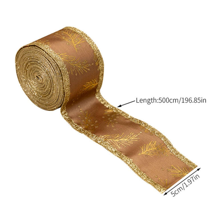 5m x 5cm Multifunctional Christmas Decorative Ribbon Gift Box Packaging Ribbon with Wire(Red)