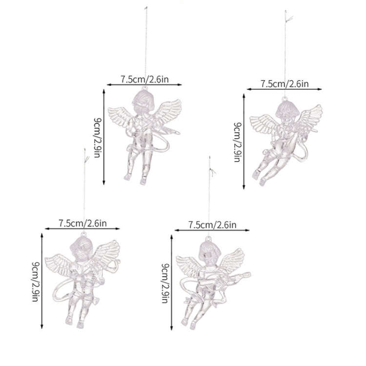4pcs /Pack Acrylic Angel Christmas Tree Ornaments Christmas Decorations Pendants(Transparent)