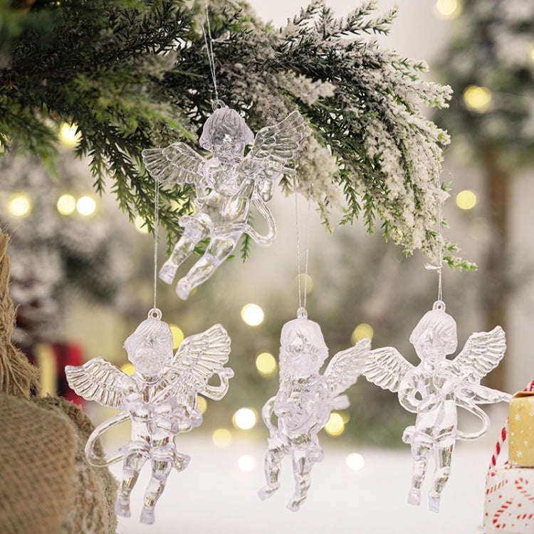 4pcs /Pack Acrylic Angel Christmas Tree Ornaments Christmas Decorations Pendants(Transparent)
