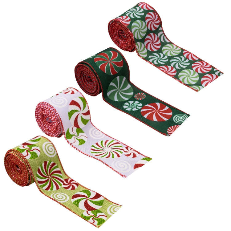 DIY Bow Christmas Decorations Colorful Printed Gift Wrapping Ribbon(C Model)