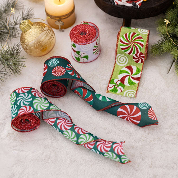 DIY Bow Christmas Decorations Colorful Printed Gift Wrapping Ribbon(A Model)