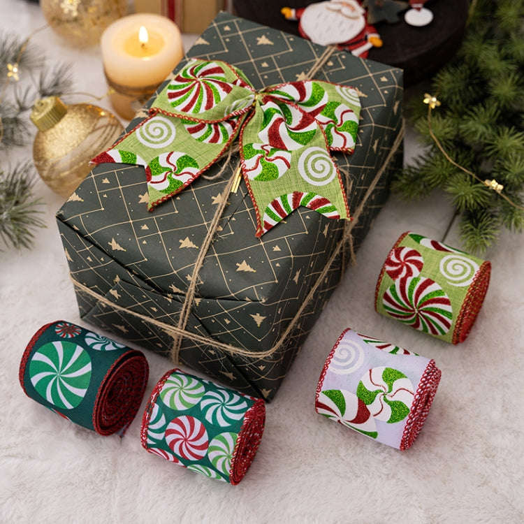 DIY Bow Christmas Decorations Colorful Printed Gift Wrapping Ribbon(B Model)