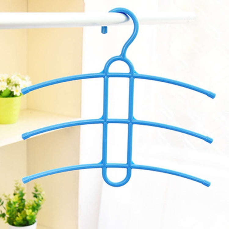 3-layer Non-slip Clothes Rack Fishbone Multifunctional Storage Clothes Hanger(Blue)