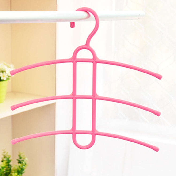 3-layer Non-slip Clothes Rack Fishbone Multifunctional Storage Clothes Hanger(Pink)