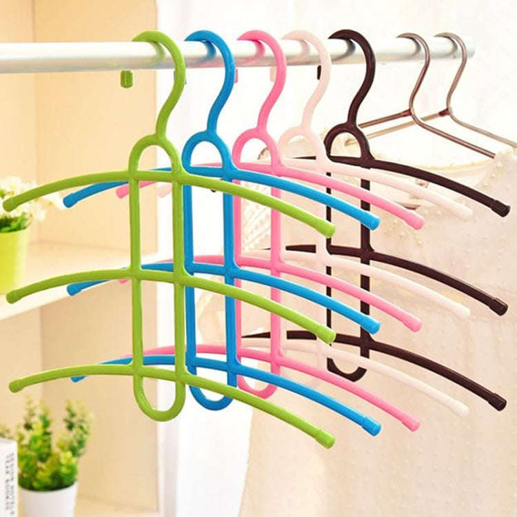 3-layer Non-slip Clothes Rack Fishbone Multifunctional Storage Clothes Hanger(Blue)
