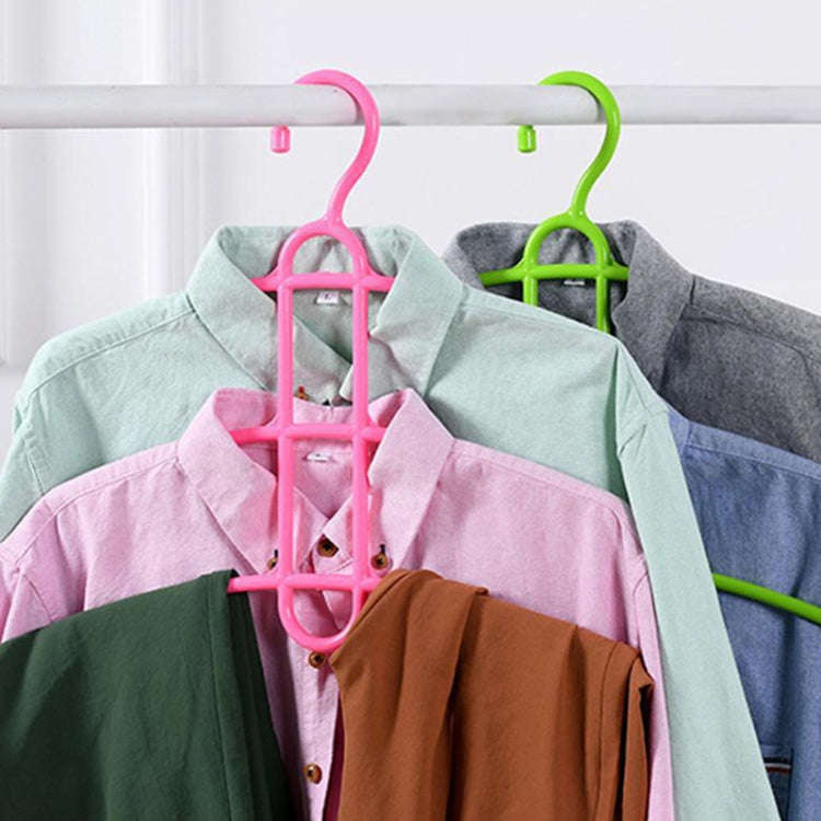 3-layer Non-slip Clothes Rack Fishbone Multifunctional Storage Clothes Hanger(Blue)