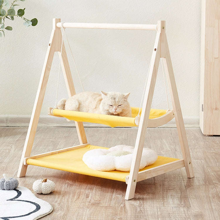 Solid Wood Cat Double-Layer Hammock Universal Cat Bed Washable Kitten Swing, Spec: Cloth Mat