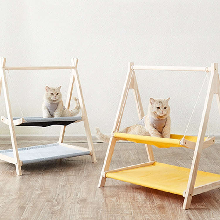 Solid Wood Cat Double-Layer Hammock Universal Cat Bed Washable Kitten Swing, Spec: Cloth Mat