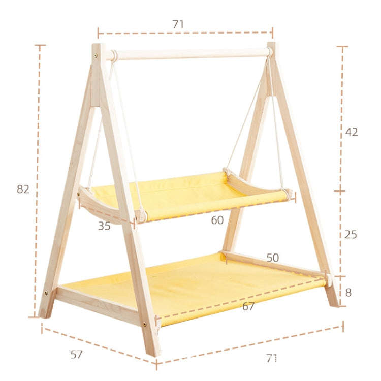 Solid Wood Cat Double-Layer Hammock Universal Cat Bed Washable Kitten Swing, Spec: Cloth Mat