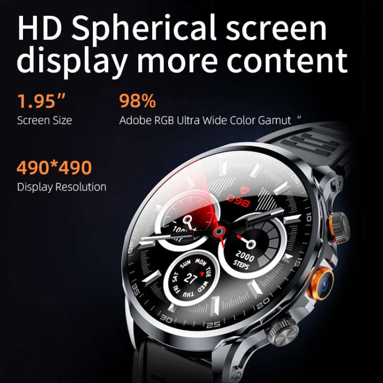 H18 Ultra-Thin Round Ball Screen 1.95 Inch Plug-In Phone Smart Watch 32G(Black)