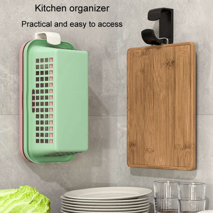 2pcs Bathroom Shelf No-Punch Washbasin Hook Kitchen Wall Mounted Storage Rack(Black)
