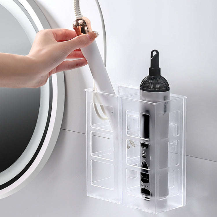 Curling Iron Storage Holder Wall Mounted Makeup Hairdressing Tool Organizer(White)