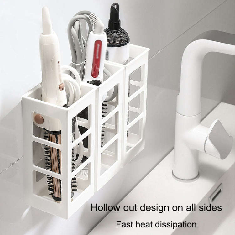 Curling Iron Storage Holder Wall Mounted Makeup Hairdressing Tool Organizer(White)