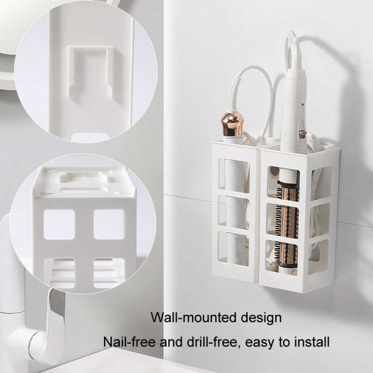 Curling Iron Storage Holder Wall Mounted Makeup Hairdressing Tool Organizer(White)