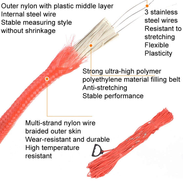 70m Nylon Measuring Rope With Scale Marking Pull Ring Deep Well Rope