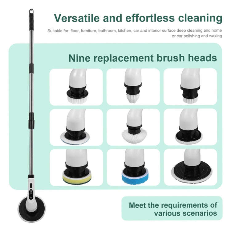 9-in-1 JY-6010 Household Retractable Dual-purpose Rotating Cleaning Brush Bathroom Glass Brush