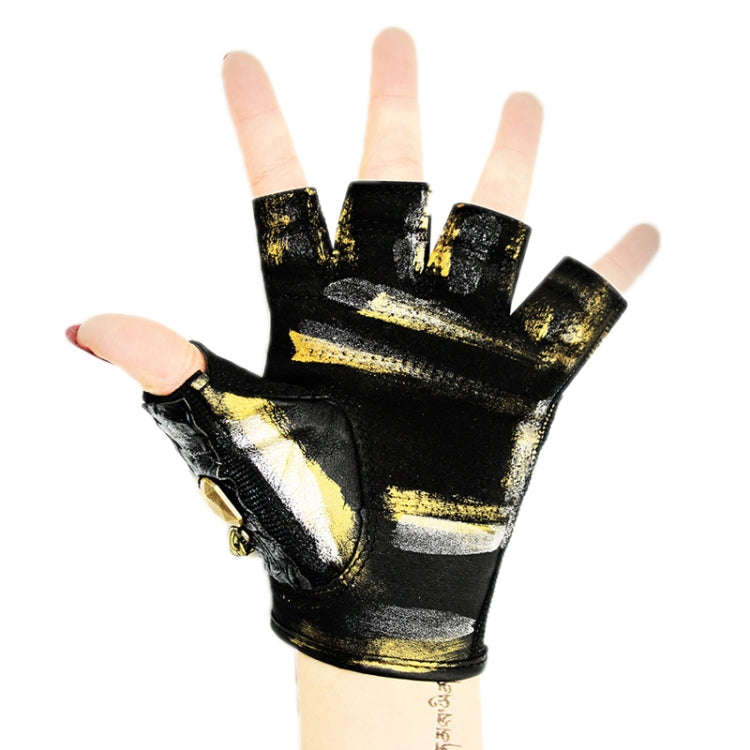 Punk Biker Half Finger Gloves Halloween Accessories(L)