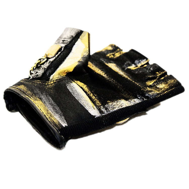 Punk Biker Half Finger Gloves Halloween Accessories(L)